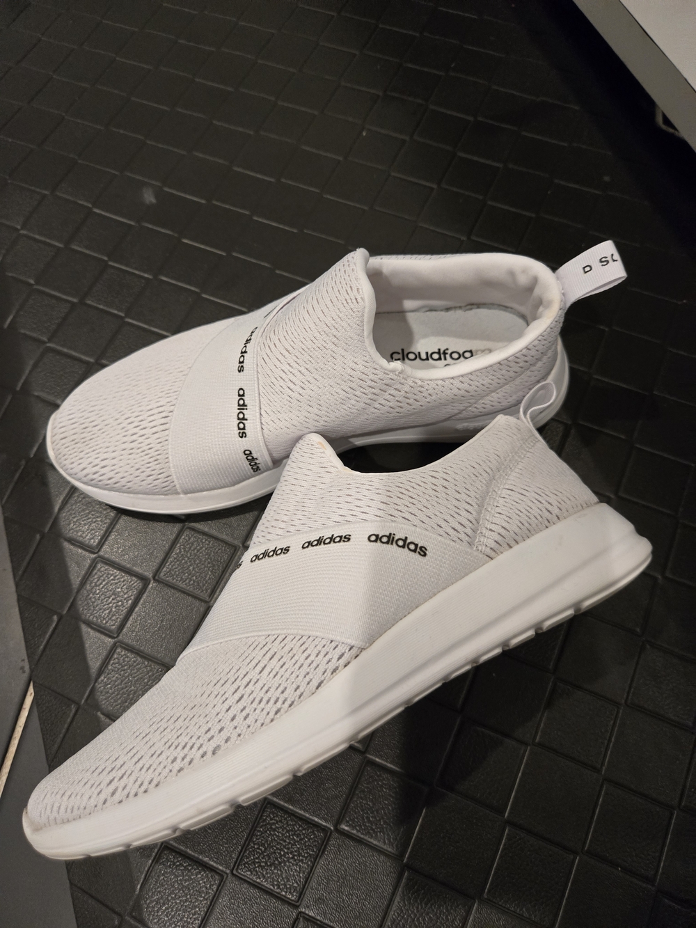 adidas White Cloudfoam Slip-On Sneakers
